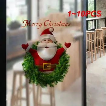 1 ~ 10ШТ Рождественский Венок Санта-Клауса, наклейка на стену, Дверные наклейки, Оконные наклейки, Рождественские украшения для дома, Новый год