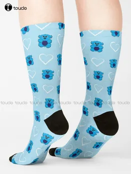 Beebo Loves You Blue Socks Носки-Тапочки Для Мужчин Персонализированные Пользовательские Унисекс Носки Для Взрослых Подростков И Молодежи Harajuku 360 ° Цифровая Печать
