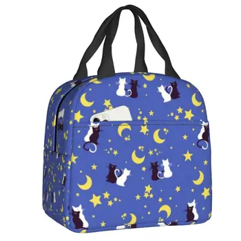 Moon Anime Girl Sailors Изолированная сумка для ланча для женщин Мужчин Герметичный термоохладитель Сумка для ланча Кемпинг Путешествия Еда Bento Box
