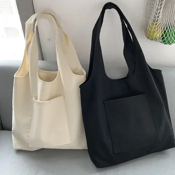 Женская сумка для покупок, женская многоразовая Эко-складная сумка для супермаркета, уличный стиль, студенческие эстетичные холщовые сумки для хранения