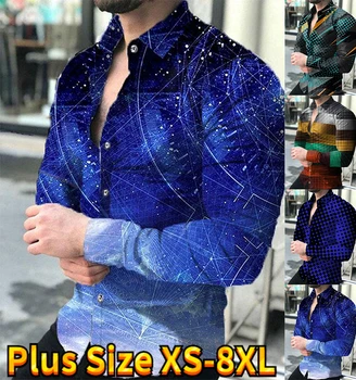 Мужская новая модная рубашка с воротником и длинным рукавом с крутым принтом, мужская простая повседневная мужская профессиональная деловая одежда XS-8XL