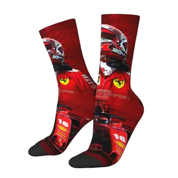 Мужские носки для экипажа Formula One Leclerc Charles Унисекс с милым 3D принтом Monaco Racer Dress Socks