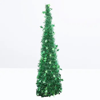 рождественское украшение 120 см Пластиковая складная телескопическая Рождественская елка для рождественской вечеринки Домашний декор (зеленый)