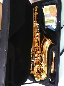 Совершенно новый Профессиональный Тенор-саксофон T-902 Bb, латунь, золотой лак, Си-бемоль, Музыкальные инструменты, саксофон с футляром